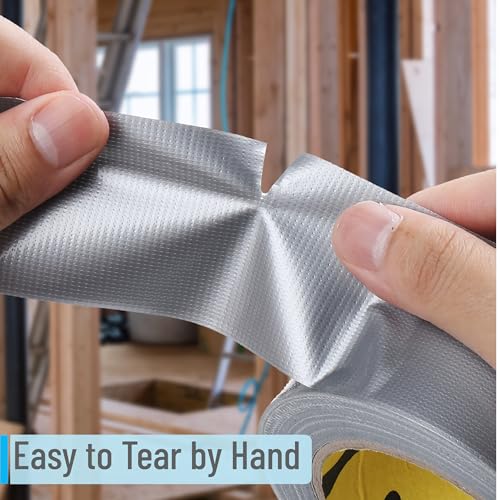 Bates- Duct Tape Heavy Duty, 2 Inch x 90 ft, Silver, Waterproof Tape for Outdoor Use, Easy Tear, Weather Resistant