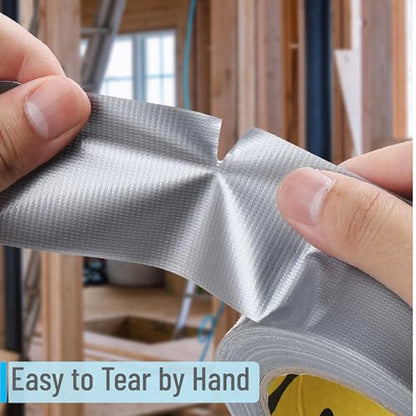 Bates- Duct Tape Heavy Duty, 2 Inch x 90 ft, Silver, Waterproof Tape for Outdoor Use, Easy Tear, Weather Resistant