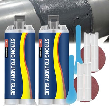 Strong Foundry Glue,Metal Repair Glue,Enhanced CastingGlue,high temperatureGlue for Metal,Enhanced CastingGlue Plastic Repair for Repairing All Surfaces (2PCS) - color: 2PCS