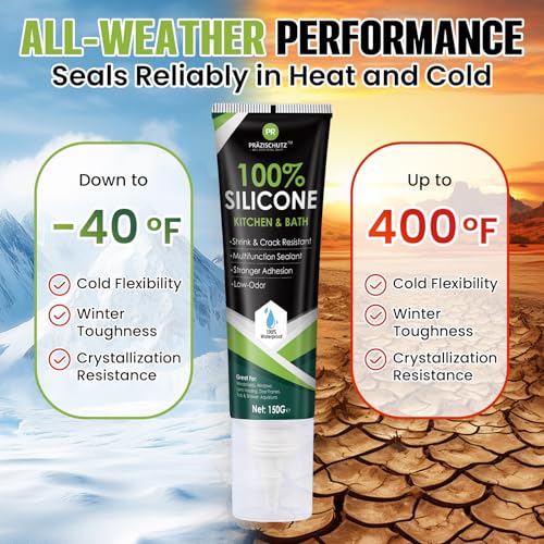 RTV Silicone Sealant - 100% Silicone, Waterproof, Strong Adhesion, Flexible & Durable, Heat & Cold Resistant, Ideal for Car, Kitchen, Bathroom, Window & Door Sealing(Black,150g) - color: Black