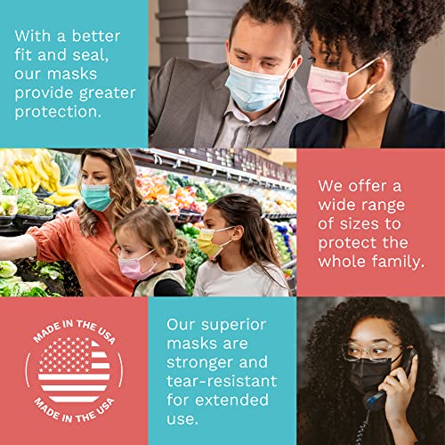 DEMETECH ASTM Level 3 Protective 3-Layer Face Mask, Ear-Loop Style, Adult Mask - color: Yellow - 50 Pack