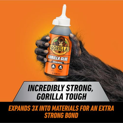 Gorilla Original Gorilla Glue, Brown, Waterproof Polyurethane Glue, 8 Ounce (Pack of 1) - Expands Into Materials, All Purpose - size: 8 Ounce (Pack of 1)
