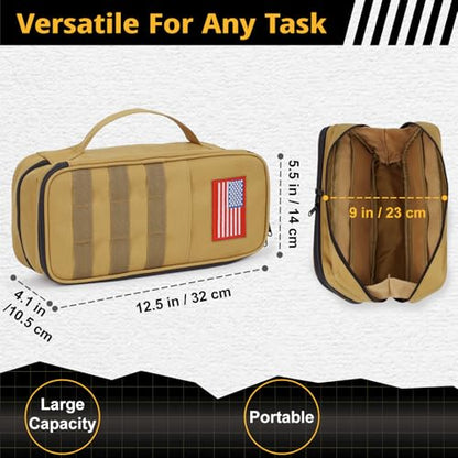 ATRIPACK Tactical Tool Bag for Men,Wide Mouth Tool Pouch with Water-Resistant, Multi-purpose Range Bags with Zipper Handle,Heavy Duty Small Tool box organizer for Repairman, Carpenters, Handyman - color: Brown