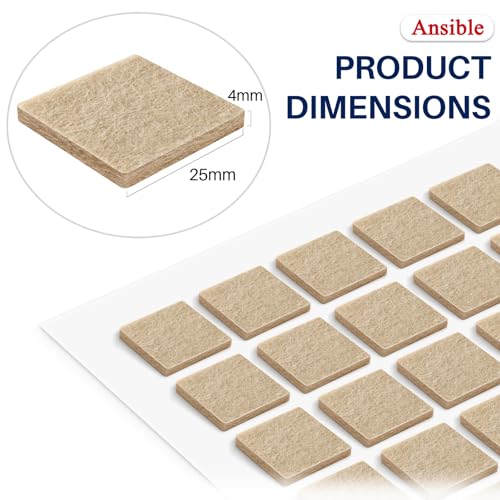 Ansible 60 PCS Felt Furniture Pads 1", Felt Pads for Chair Leg Floor Protectors for Hardwood Floors Square (Beige) - size: 60 PCS 1" Beige, Square