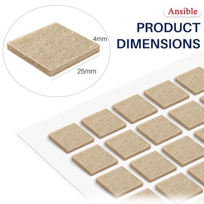 Ansible 60 PCS Felt Furniture Pads 1", Felt Pads for Chair Leg Floor Protectors for Hardwood Floors Square (Beige) - size: 60 PCS 1" Beige, Square