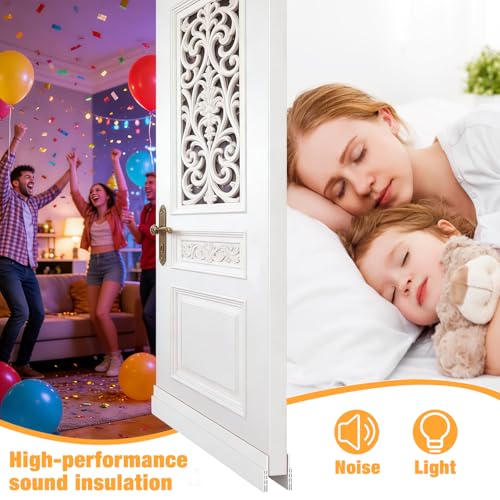 2 Pack Door Draft Stopper (2" W x 39" L), Multi-Use Under Door Sweep & Window Draft Blocker, Weather Stripping for Garage/Interior/Exterior Doors, Dust/Noise, Reusable & Trimmable(White)
