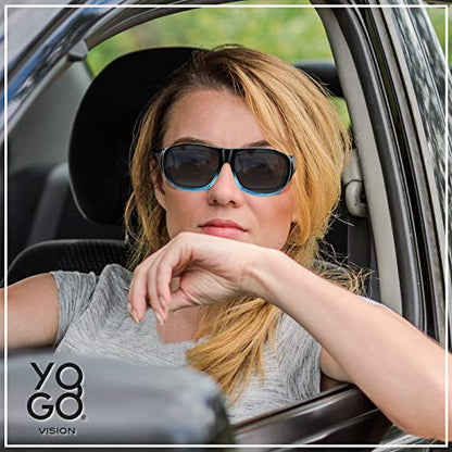Fit Over Wrap Sunglasses Polarized Lens Wear Over Eyeglasses 100% UV Protection for Men and Women - color: 1 Pack: Black Blue Frame and Smoke Lens
