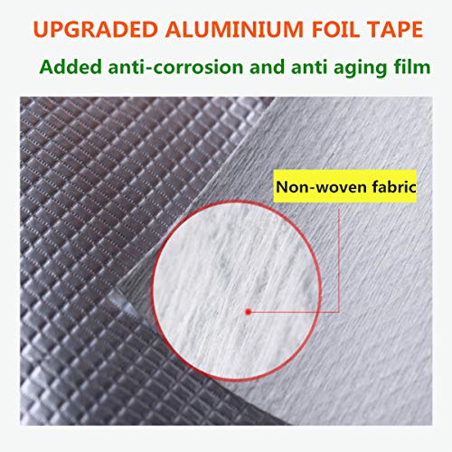 COSIMIXO Aluminum Foil Butyl Tape 2" x 16.5Ft (5cm x 5m) Extra Thickness Upgraded Strong Butyl Waterproof Tape, Repair for Boat,Pipe, HVAC Ducts, Roof Crack, RV, Awning, Window Sealing, Silver - size: 2" x 16.5Ft