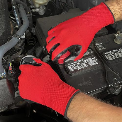 Grease Monkey Work Gloves, Men's Nitrile All Purpose Gloves with Grip for Construction, Safety, Mechanics, Touchscreen - size: 15 Pack - Large, style: Reusable Nitrile Coated Gloves