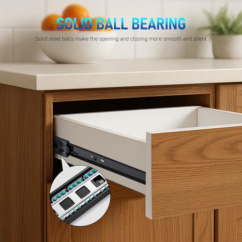 Soft Close Drawer Slides 14 Inch, Full Extension Ball Bearing Heavy Duty Drawer Slides Side Mount for Cabinet (1 Pairs, Black) - size: 14 Inch