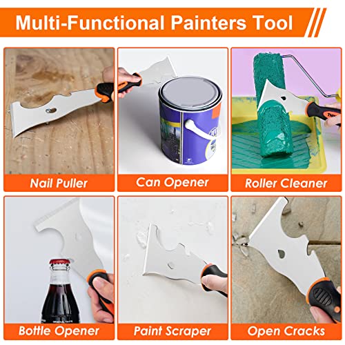 THINKWORK Putty Knife Set - 14Pcs Stainless Steel Paint Scraper Tools, Drywall Knife Set for Removing Wallpaper, Repairing Drywall, Applying Putty, Taping, Scraping Plaster, Cement, Adhesive