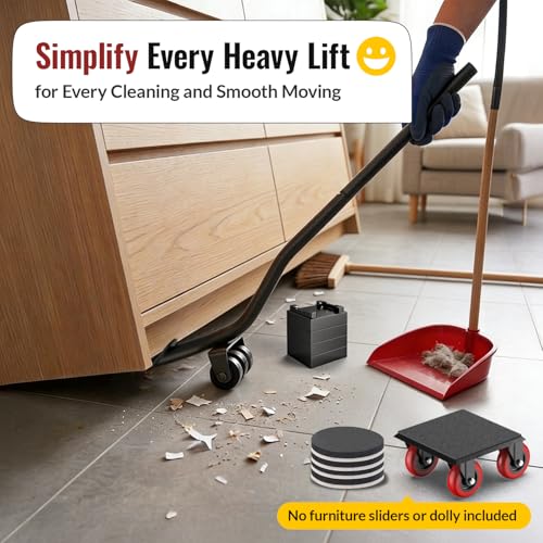 HOLKIE Heavy Duty Furniture Jack for Sliders on Carpet,Back Saving Furniture Lifter Tool for Pads on Hardwood Floors,660 Lbs Load Appliance Lifter Jack & 4 Stackable Blocks to Raise Furniture