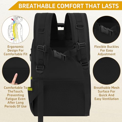 Backpack Tool Bag with Movable Base Plate, Heavy Duty Tool Storage with Removable Tool Organizer, Durable Water Resistant for Electricians & Home Repair-Version 4.0- Black&Yellow - color: Black&Yellow
