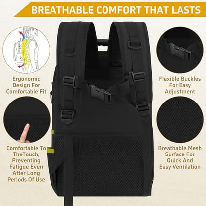 Backpack Tool Bag with Movable Base Plate, Heavy Duty Tool Storage with Removable Tool Organizer, Durable Water Resistant for Electricians & Home Repair-Version 4.0- Black&Yellow - color: Black&Yellow