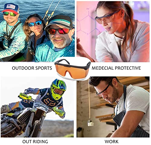 UV Light Safety Glasses Protection,UVC 400 Blue Light Blocking Protective Glasses Goggles,Ansi Z87 Adjustable Temples Eyewear, Shaded Shatterproof Scratch Resistant Safe Sunglasses with Case - color: Orange