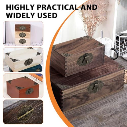 ZIUZI 1 Set Antique Decorative Jewelry Box Latch Hinges and Corner Protectors, Butterfly-Shape Retro Hardware Kit for DIY Jewelry Box Wooden Case Decoration and Repair (Bronze)
