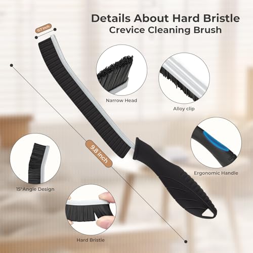 TQRR Cleaning Brush-Hard Crevice Cleaning Brushes, Multifunctional Window Groove Brushes, Grout Brush, Cleaning Tool for Bathroom, Kitchen, Toilet, Tile, Sink, Home (6, Black) - color: Black