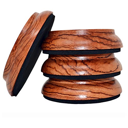 Upright Piano Caster Cups,Premium Quality Hardwood Rosewood Piano Caster Pads Furniture Leg Pad Set of 4, with Non-Slip Moisture-Proof& Anti-Noise Felt Pads for Hardwood Floor Protectors (Rosewood) - color: Rosewood