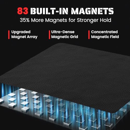 Strong Magnetic Tool Mat Magnetic Parts Tray with Anti-Slip Backing Heavy Duty with Powerful Magnets for Organizing Screws Nuts Bolts Small Tools - Workshop, Garage, DIY-Red 1PCS