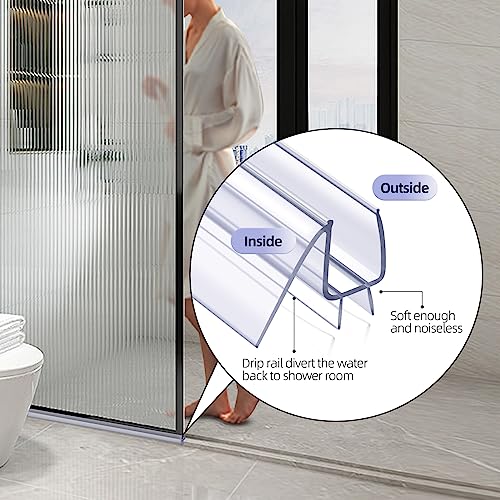 POZIA Shower Door Bottom Seal Frameless Glass Shower Door Seal Strip Clear Vinyl Durable Stop Shower Leaks and Create a Water Barrier Ultra Clear (1PACK-1/2in) - style: 1PACK-1/2in