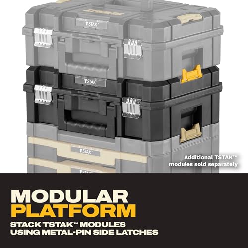 DEWALT Tool Box TSTAK II, 13 In. Flat Top Tool Storage Case, Stackable Organizer Hard Case Portable Toolbox, Heavy Duty, Holds Up To 66 lbs (DWST17807) - size: 1 Count (Pack of 1)