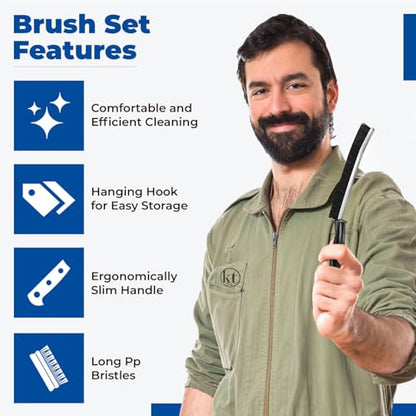 6pcs Hard Bristle Crevice Cleaning Brush Set, Grout Brush, Skinny Scrub Brush Thin Cleaning Brush for Tight Spaces Corner Brushes Gap Cleaner Tool for Bathroom Tiles, Kitchen, Shower, Window Tracks