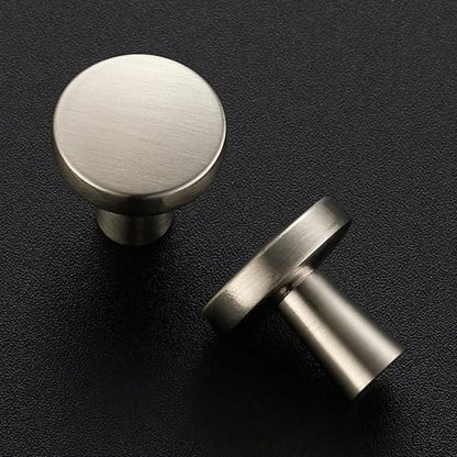 Ravinte 10 Pack Brushed Nickel Cabinet Knobs Mini Round Knobs Single Hole Solid Drawer Pulls for Dresser Drawers -1 Inch Diameter - color: Brushed Nickel