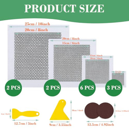 17 Pack Dry Wall Patch Kits, 2/4/6/8 Inch Wall Patch Repair Kit with Extended Self-Adhesive Mesh Sandpaper Scraper Plaster for Drywall - size: 17 PCS