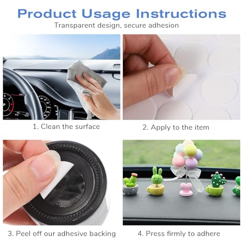 50 Pcs Double Sided Adhesive Dots for Car Dashboard, 1" Round Double-Sided Mounting Tape Clear Removable Sticky Pads for Vehicle Decor Car Phone Mounts Home Office