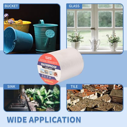 6" W X 32.8'L Waterproof Tape for Leaks Aluminum Butyl Tape with Adhesive for RV Repair, Glass Repairs, Air Mattress Patch, Window Caulking, Boat Sealing, Roof Patching - size: 6in x 32.8ft
