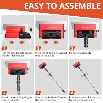 GETLITOOL 5PCS Paint Putty Scraper with Spare Blade, 5.9" to 31.5", Heavy-Dury Wall Smoothing Tool with Extension Pole & 201 Stainless Steel Blade for Drywall Repair, Joint Filling, Surface Finishing