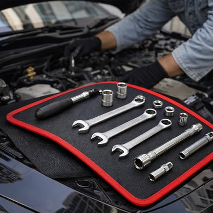 Qidejoy Flexible Magnetic Tool Mat Set, Heavy-Duty Magnetic Tool Tray with PVC Coating, Non-Slip Magnetic Holder for Garage, Auto Repair & Workshop Organization (1)