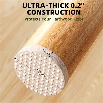 PHIXBEAR 1.5" Upgraded Non Slip Furniture Pads 24PCS, 0.2" Extra Thick Felt & Rubber Grippers, Self Adhesive Floor Protectors, Heavy Duty Couch Stoppers to Keep Furniture in Place