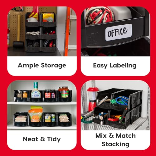 IRIS USA Extra Small Stackable Storage Bins, 24-Pack, 5.5 x 4.5 x 3 inch, |Made in USA|, Plastic Open Front Shelf Bin for Organizing Parts, Hardware, Tools, Supplies, Garage Shelf, Pantry - Black - size: Extra Small - 24 Pack