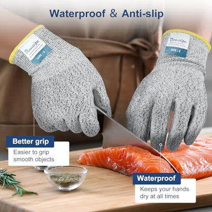 Dowellife Level 5 Silicon Cut Resistant Gloves (Medium), Grey - size: Medium (Pack of 1), style: Silicone Coated