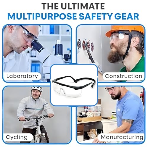12 Pack Safety Glasses for Men & Women, Full Coverage Clear Lenses with Built-in Brow Guard, ANSI Z87.1 & CE Certified, Anti-Fog, Anti-Scratch, 100% UV Protection