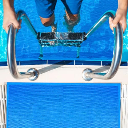 2 Pcs 36 * 24inch Pool Ladder Step Mat,Large Non-Slip Pad for Pools Protective,Outdoor Floor Mats, Restaurant Commercial Kitchen Entrance,0.2in Thickened Mats for Pool Slides Ladder Pool Stairs (blue)