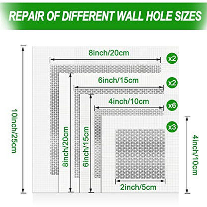 Drywall Repair Kit, 13 Piece Aluminum Wall Repair Patch Kit, 2/4/6/8 inch Aluminum Drywall Patch, Quick Fix Plaster