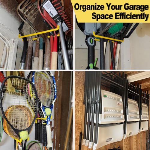 11 Inch Garage Hooks Heavy Duty, 4 Pack Large Garage Storage Utility Hooks, Wall Mount Tool Hanger, Garage Organizer for Ski/Snow Board, Chair, Hose, Chair, Broom, Garden Tools