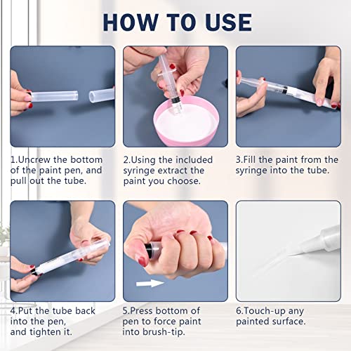 LANBEIDE Touch Up Paint Pen - Fillable Brush Pens 5Pcs for Drywall Repair, Wall, Furniture, Cabinet, Wood Floor, Window, 6ML - size: 5 Count (11 Pcs Kit)