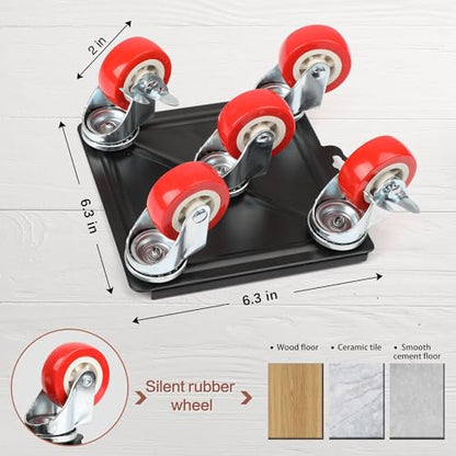 4 Packs Heavy Duty Furniture Dolly with 5 Wheels Rubber Silent Furniture Lift, 3300 lbs Load Capacity, Furniture Lift Tool Set Made of Premium Carbon Steel - size: 6.3in & 4 Dollies