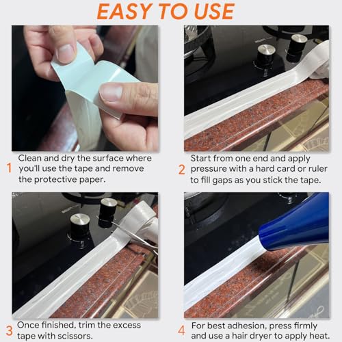 UIOCSSC Caulk Tape Strip, 1.5" x 10.5Ft Self Adhesive Bath & Kitchen Sealant Strip, PVC Waterproof Sealing Tape for Bathtub Toilet Bathroom Shower Kitchen Sink - color: Cracks