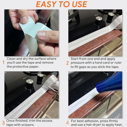 UIOCSSC Caulk Tape Strip, 1.5" x 10.5Ft Self Adhesive Bath & Kitchen Sealant Strip, PVC Waterproof Sealing Tape for Bathtub Toilet Bathroom Shower Kitchen Sink - color: Cracks