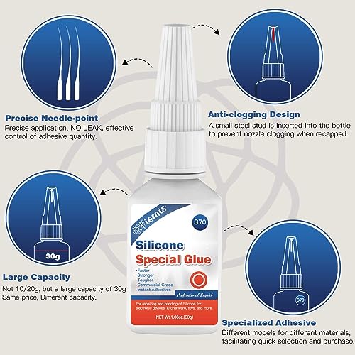 30g Silicone Glue - Strong Adhesive for Repairs and Sealing | Waterproof, Heat-Resistant, and Flexible | Ideal for Glass, Ceramics, Electronics, and More - size: 30g*1, style: Silicone Glue