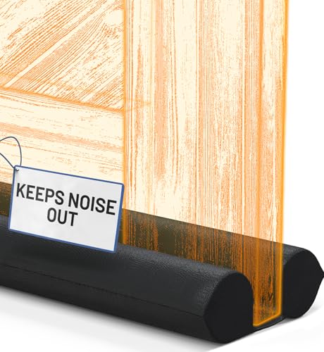 Everlasting Comfort 2 Sided Under Door Draft Stopper for Bottom of Doors - Quick Install, Keeps Heat In & Cold Air Out - Sound Proofing Foam Strip Gap Filler, Noise Blocker for Interior -Fits 30"-36"W