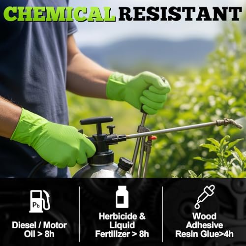 TitanFlex Heavy Duty Industrial Nitrile Gloves with Raised Diamond Texture, 8-mil, Latex Free (Green/Dark Green/Yellow) - color: 02 Green (100ct), size: Small