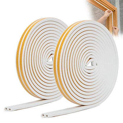 YOUSHARES 52.5 Feet Long Weather Stripping for Door, Insulation Weatherproof Doors and Windows Seal Strip,Collision Avoidance Rubber Self-Adhesive, (52.5 Ft/16m, White) - color: 16m/52.5ft White