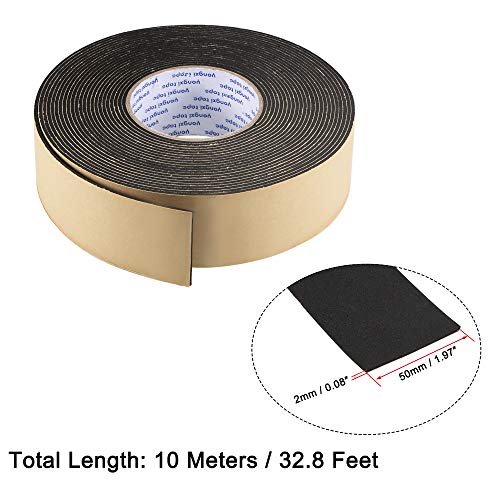 uxcell Sealing Foam Tape 50mm Wide 2mm Thick 10m/32.8ft Long, EVA Self Adhesive Weather Strip for Window Door Insulation - size: 50mmx2mmx10m