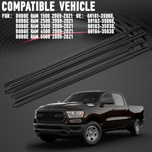 Window Moulding Belt Glass Sweep Felt Trim Seal Weather Stripping Kit Fit for Dodge Ram 1500 2500 3500 4500 5500 Crew Cab 2009-2021 Replaces 55112376AH 55112377AH 55372138AH 55372139AH