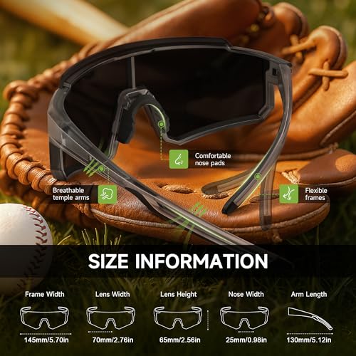 3 Pack Polarized Sunglasses for Men Women, Sports Mens Sunglasses with UV Protection for Baseball Cycling Running - color: A01-gray/Ice Blue/Red